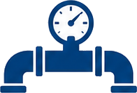 A pipeline and pressure gauge